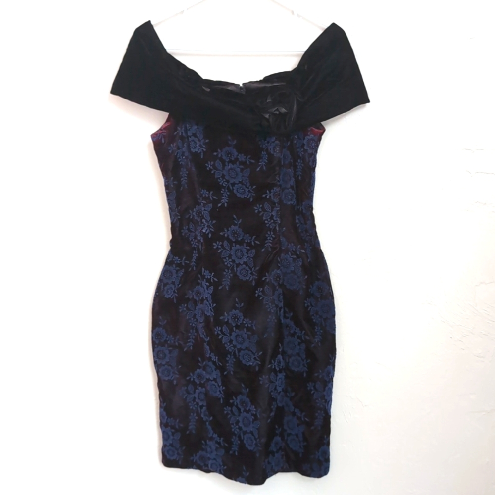 Jessica McClintock Gunne Sax Collab Vintage Velvet Party Dress Women's Size 7/8